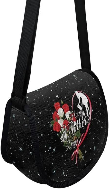 Damask Flowers Classic Messenger Bag Vivid Goldfish Crescent Canvas Cross Body Bag American Flag Pride Shoulder Bags