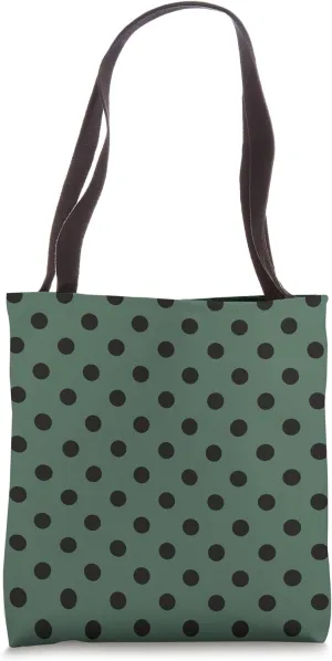 Dark Green Black Big Polka Dot Vintage Boho Aesthetic Preppy Tote Bag