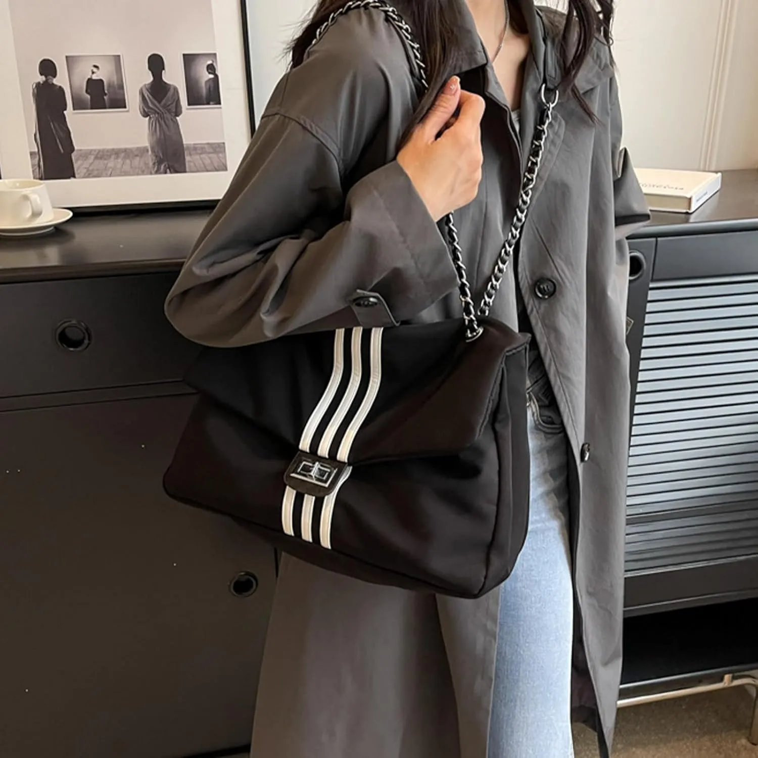 Denim Purse for Women Jean Purses Tote Bag for Womens Handbags Work Bags Jean Shoulder Bag Trendy Crossbody Bags