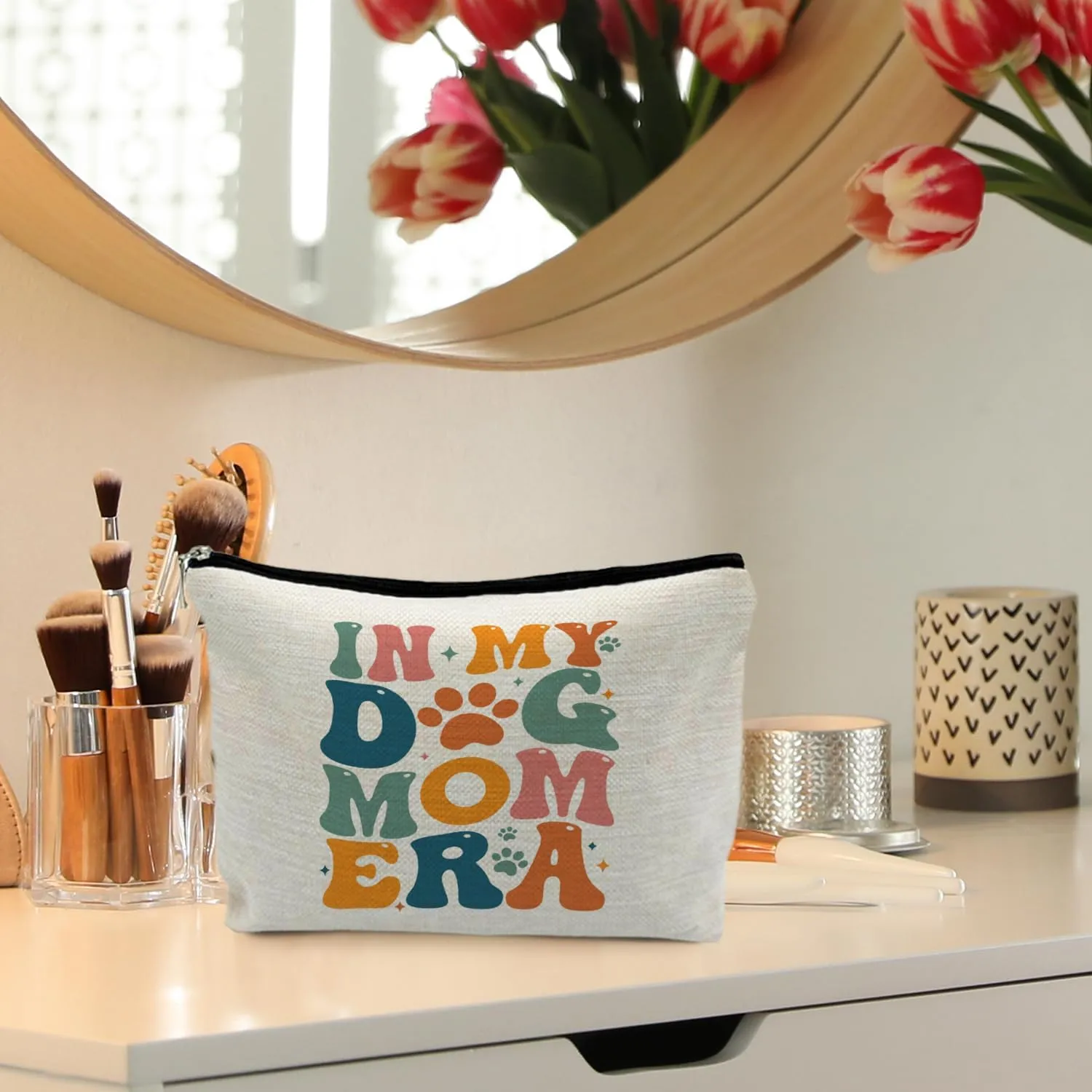Dog Mom Makeup Bag, in My Dog Mom Era Cosmetic Bag