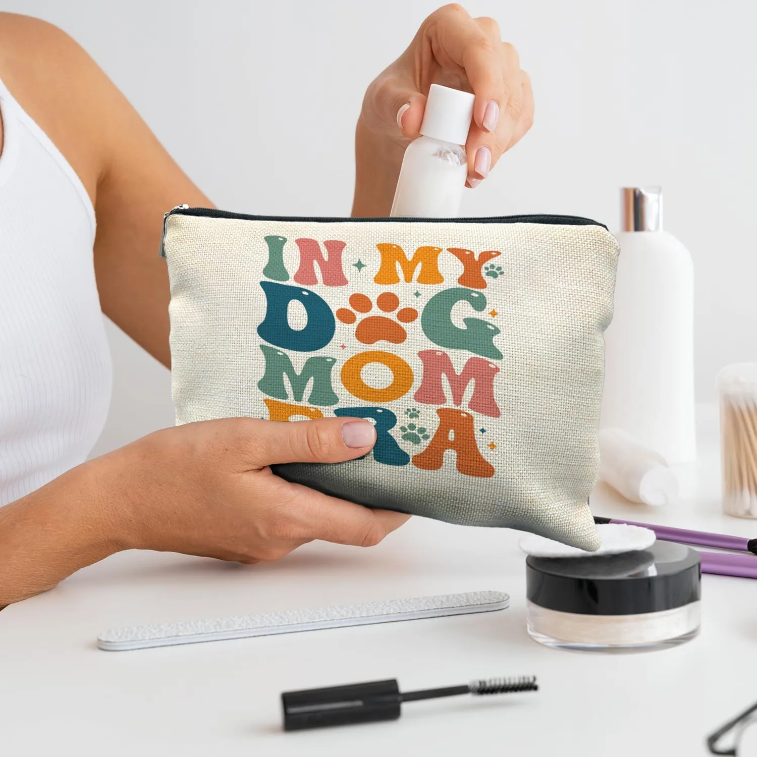 Dog Mom Makeup Bag, in My Dog Mom Era Cosmetic Bag
