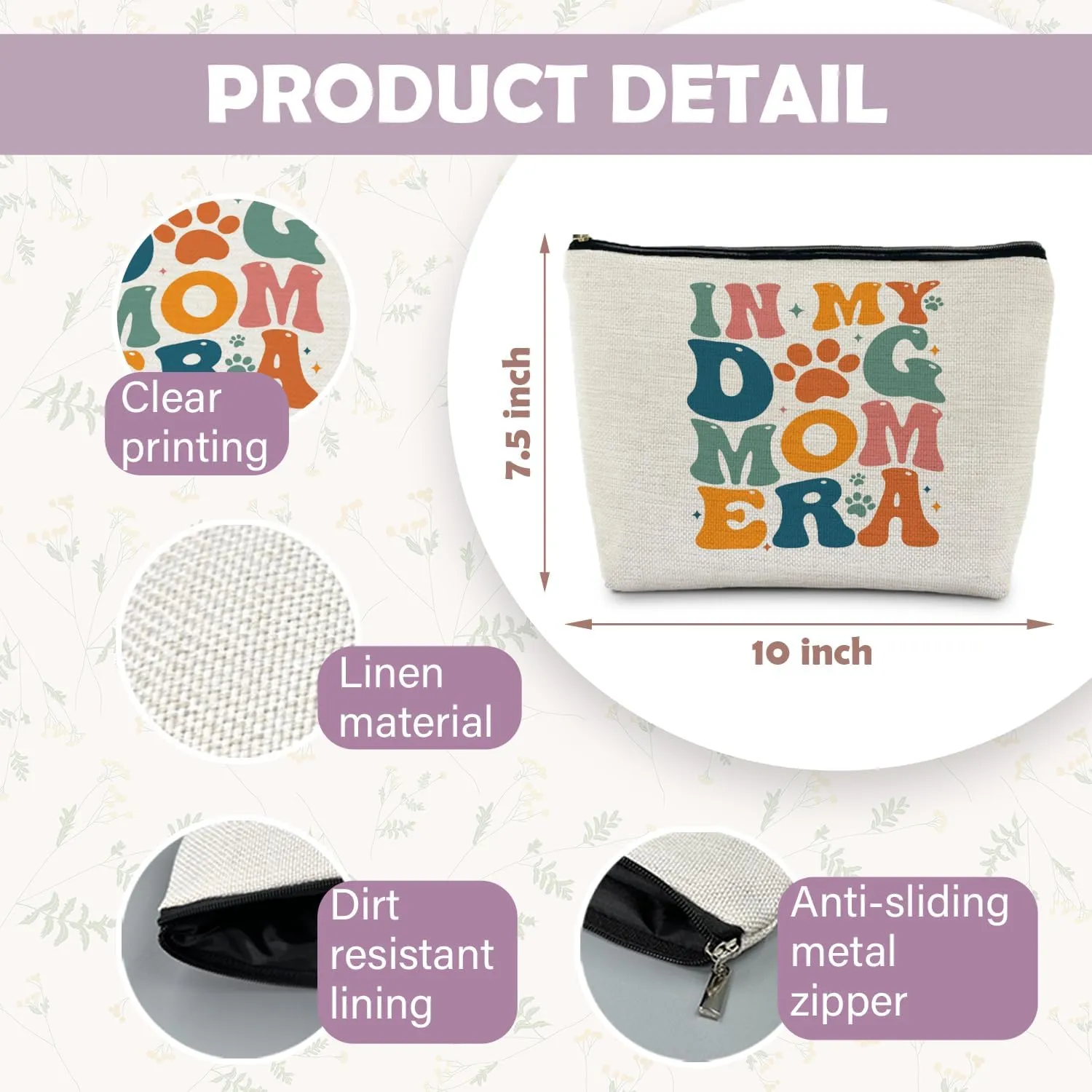 Dog Mom Makeup Bag, in My Dog Mom Era Cosmetic Bag