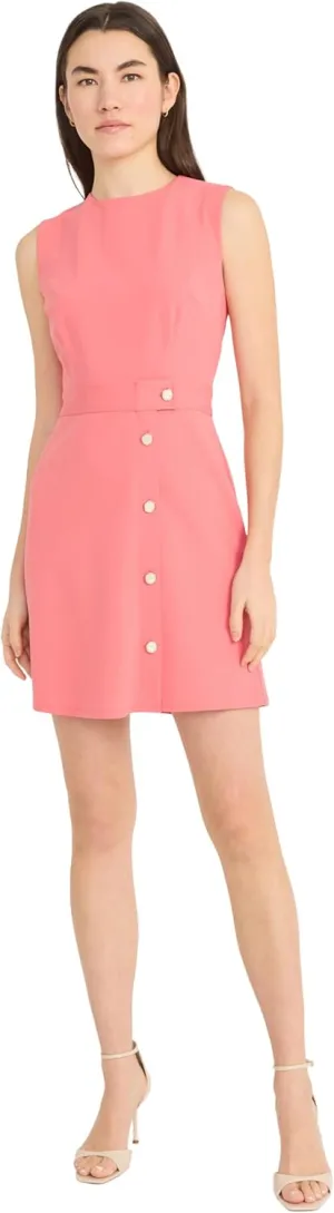 Donna Morgan Women's Sleeveless Button Front Sheath Fitted Waist-Professional Wear-Wedding Guest Dress