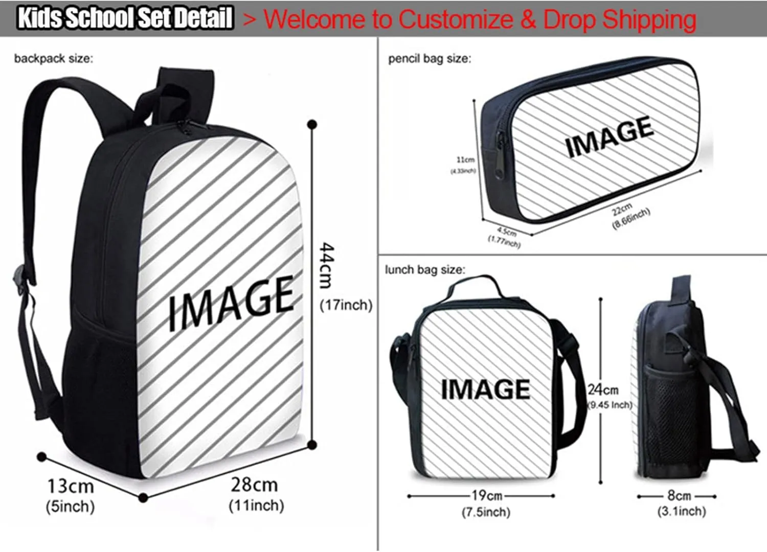 Dreaweet Beagle Print School Bags Set for Teen Girls Boys 3 Pcs Kawaii Kids Backpack Bookbag with Insulated Lunch Bag Pencil Case Outdoor Travel Rucksack