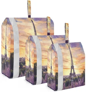 Eiffel Tower Purple Lavender Compression Packing Cubes Large Travel Packing Cubes Luggage Organizers for Suitcases Travel Bag for Travel Accessories and Essentials