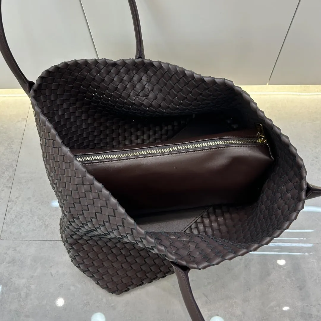 Elegant Woven Leather Tote Large Capacity Shopper Bag, Perfect Travel Handbag & Stylish Purses Women Tote Bag