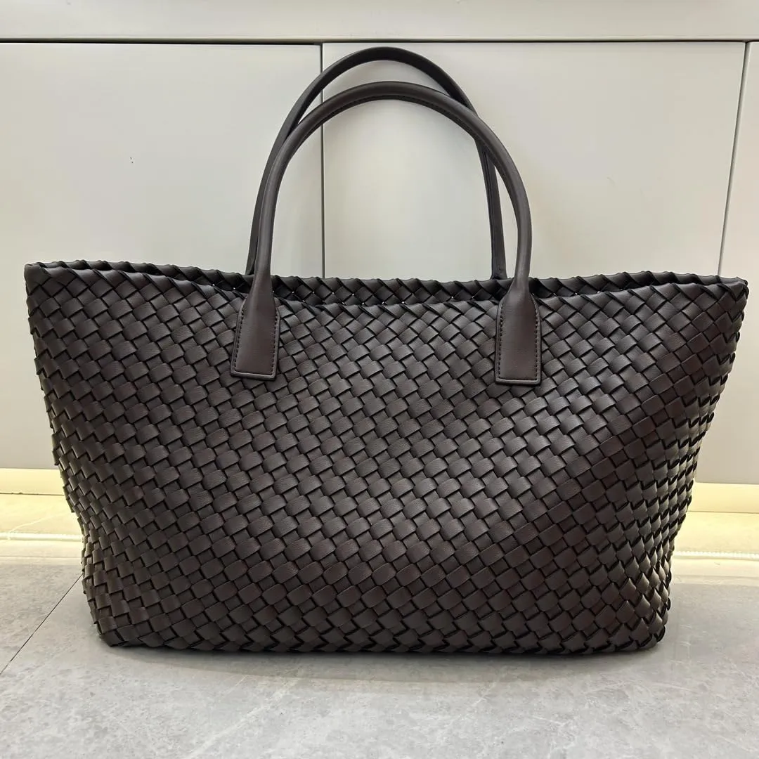 Elegant Woven Leather Tote Large Capacity Shopper Bag, Perfect Travel Handbag & Stylish Purses Women Tote Bag