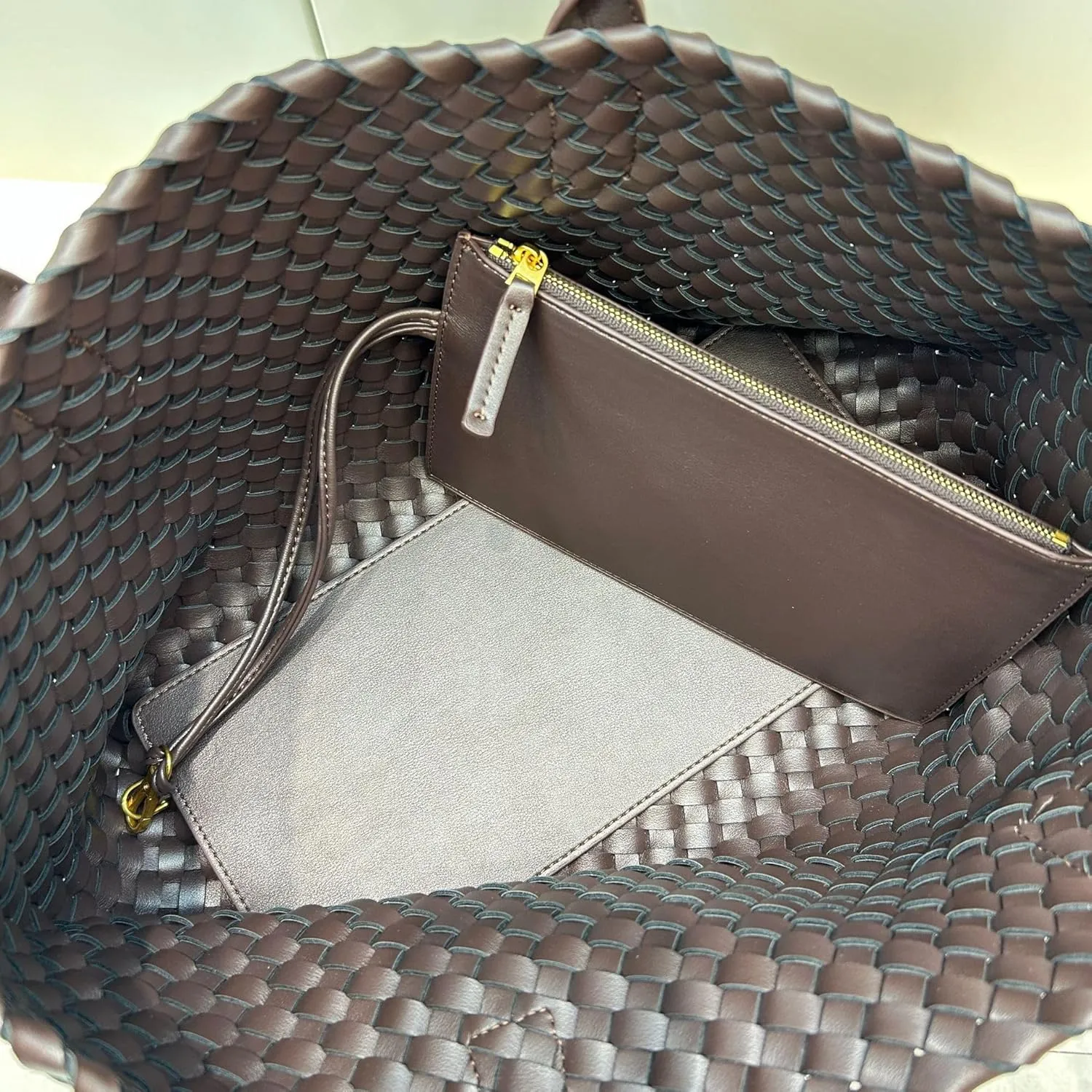 Elegant Woven Leather Tote Large Capacity Shopper Bag, Perfect Travel Handbag & Stylish Purses Women Tote Bag