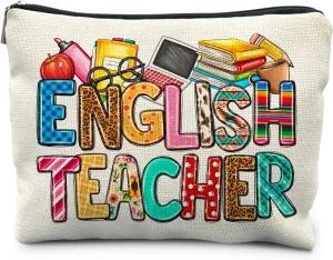 English Teacher Makeup Bag, English Teacher Gifts for Women, Teacher Appreciation Gifts, Gifts for English Teachers Cosmetic Bag Makeup Pouch