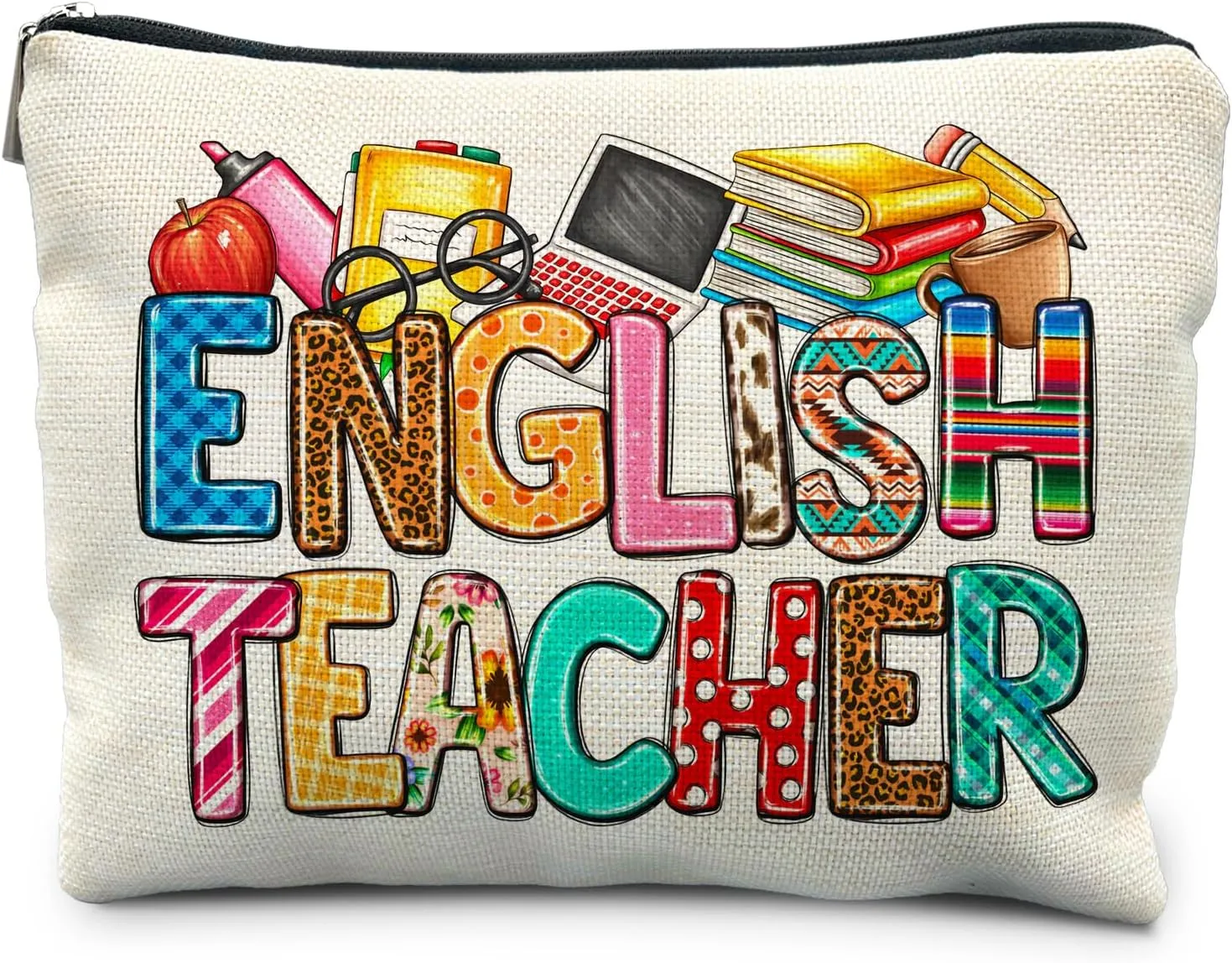 English Teacher Makeup Bag, English Teacher Gifts for Women, Teacher Appreciation Gifts, Gifts for English Teachers Cosmetic Bag Makeup Pouch
