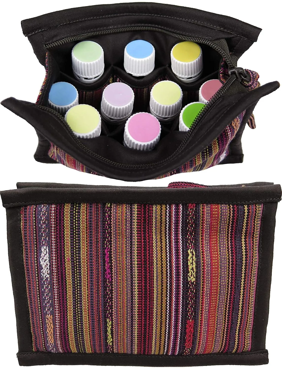 Essential Oil Case for Purse - Earthy Brown - Medium Size HOLDS 6-8 Bottles (5ml-15ml, also fits Roller Bottles) - Chic and Compact EO Bags in Multiple Sizes - Perfect size Essential Oil Travel Bag