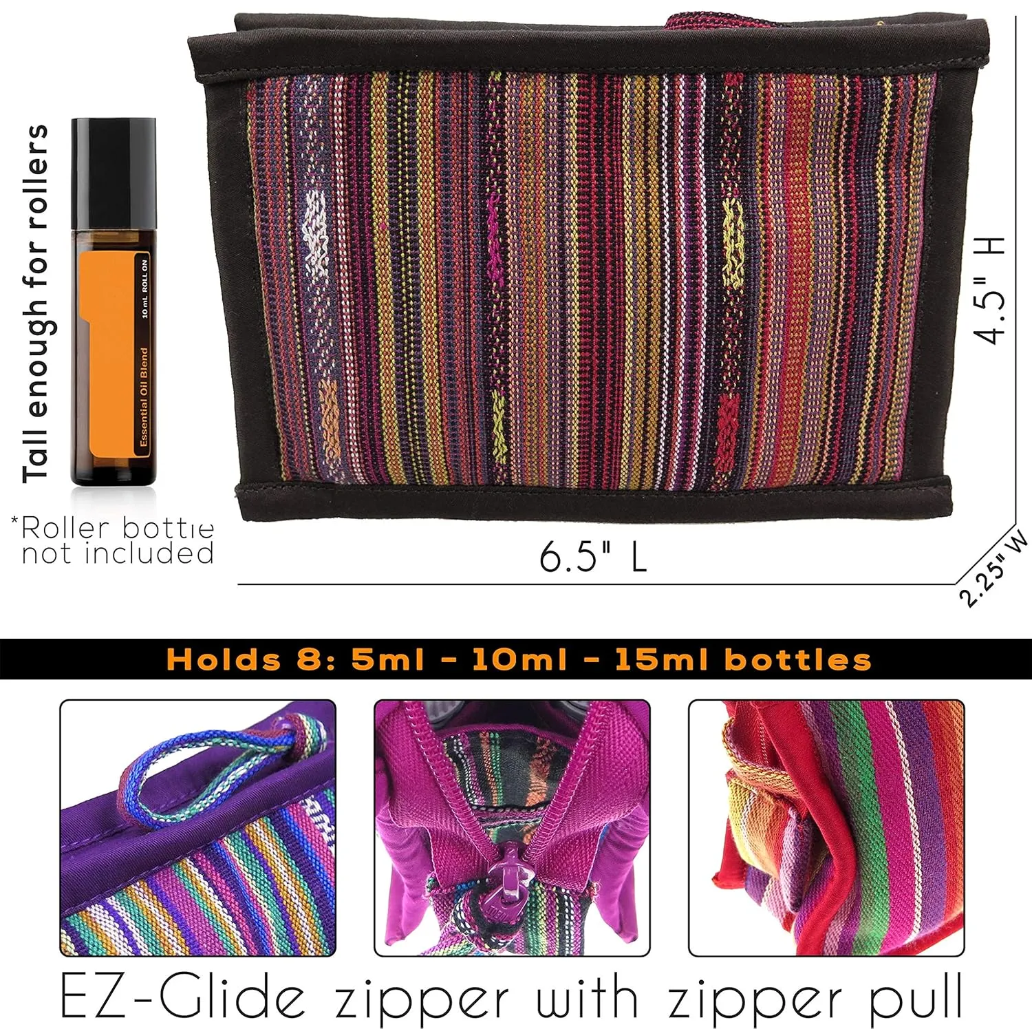 Essential Oil Case for Purse - Earthy Brown - Medium Size HOLDS 6-8 Bottles (5ml-15ml, also fits Roller Bottles) - Chic and Compact EO Bags in Multiple Sizes - Perfect size Essential Oil Travel Bag