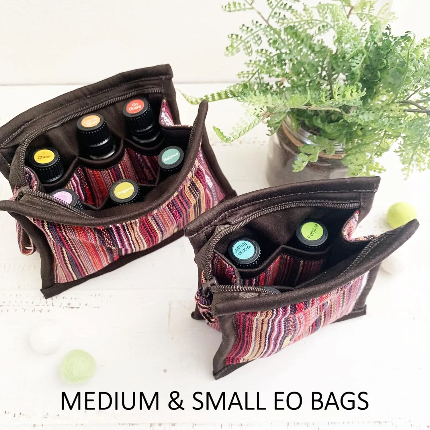 Essential Oil Case for Purse - Earthy Brown - Medium Size HOLDS 6-8 Bottles (5ml-15ml, also fits Roller Bottles) - Chic and Compact EO Bags in Multiple Sizes - Perfect size Essential Oil Travel Bag