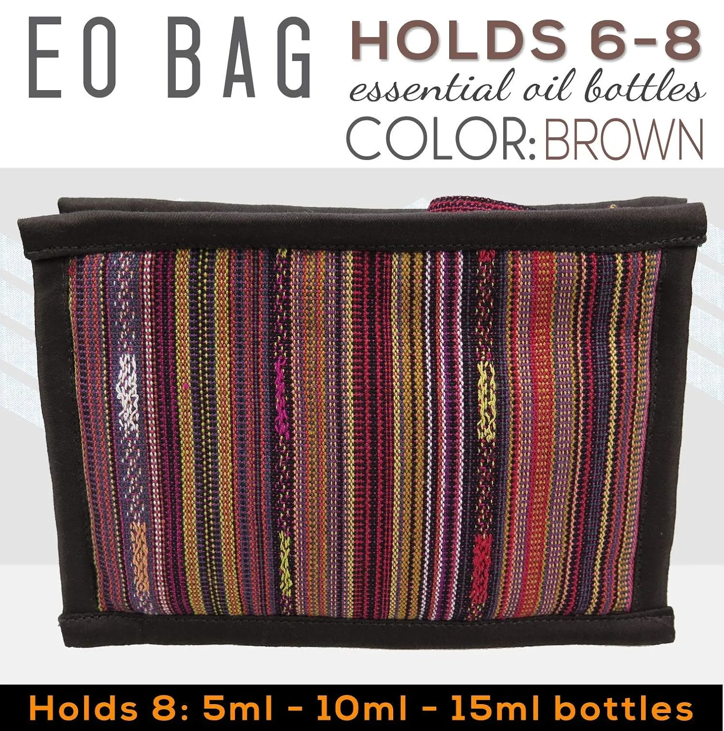 Essential Oil Case for Purse - Earthy Brown - Medium Size HOLDS 6-8 Bottles (5ml-15ml, also fits Roller Bottles) - Chic and Compact EO Bags in Multiple Sizes - Perfect size Essential Oil Travel Bag
