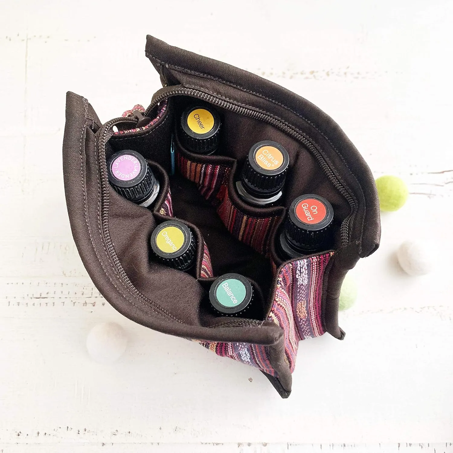Essential Oil Case for Purse - Earthy Brown - Medium Size HOLDS 6-8 Bottles (5ml-15ml, also fits Roller Bottles) - Chic and Compact EO Bags in Multiple Sizes - Perfect size Essential Oil Travel Bag