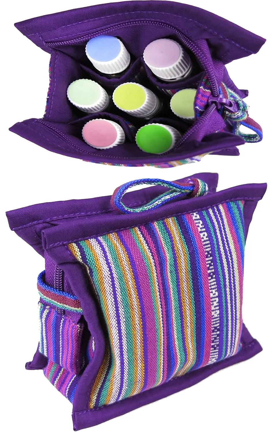Essential Oil Case for Purse - Purple Plus! - Small Size HOLDS 4-6 Bottles (5ml-15ml, also fits Roller Bottles) - Chic and Compact EO Bags in Multiple Sizes - Perfect size Essential Oil Travel Bag