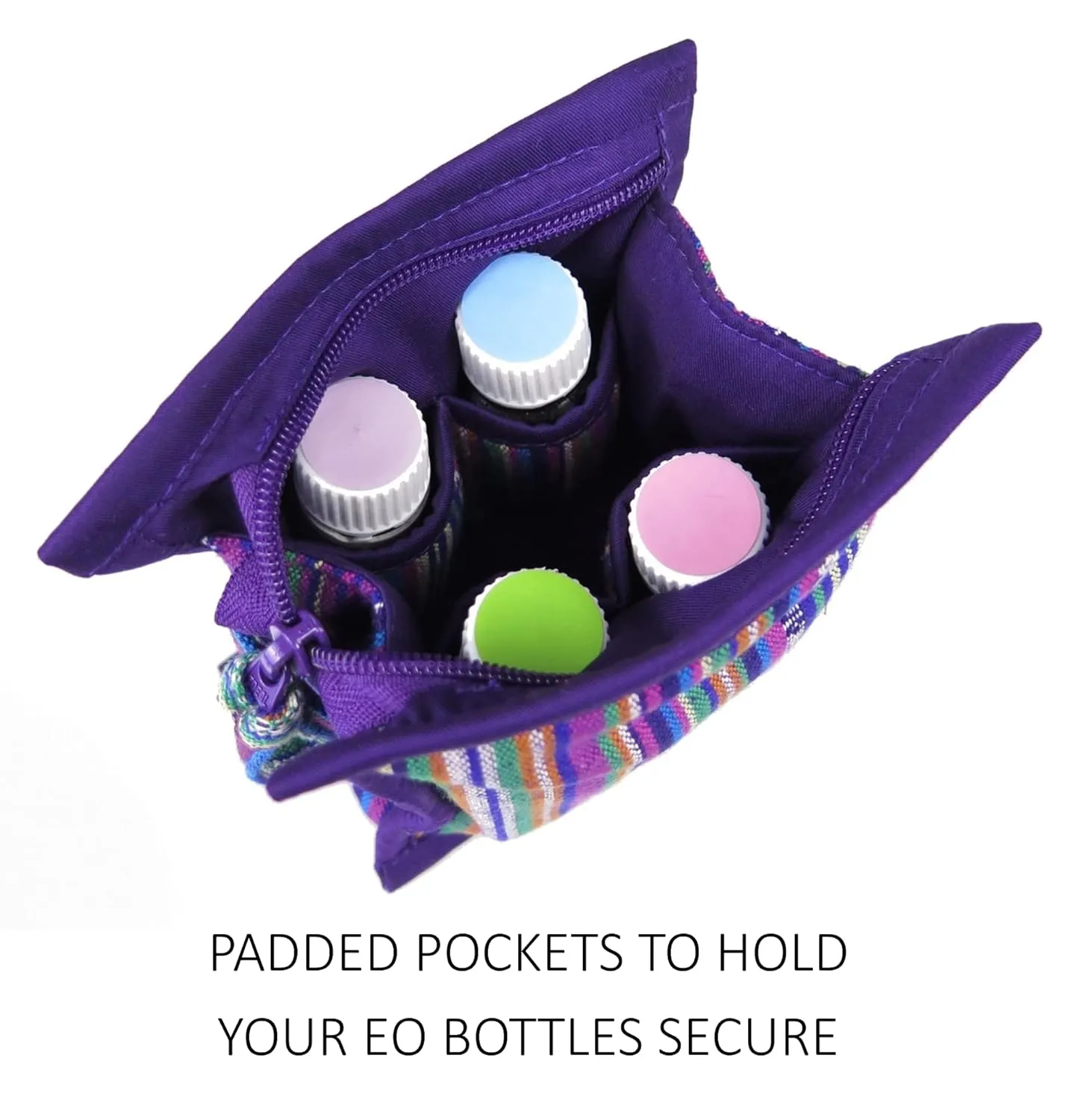 Essential Oil Case for Purse - Purple Plus! - Small Size HOLDS 4-6 Bottles (5ml-15ml, also fits Roller Bottles) - Chic and Compact EO Bags in Multiple Sizes - Perfect size Essential Oil Travel Bag