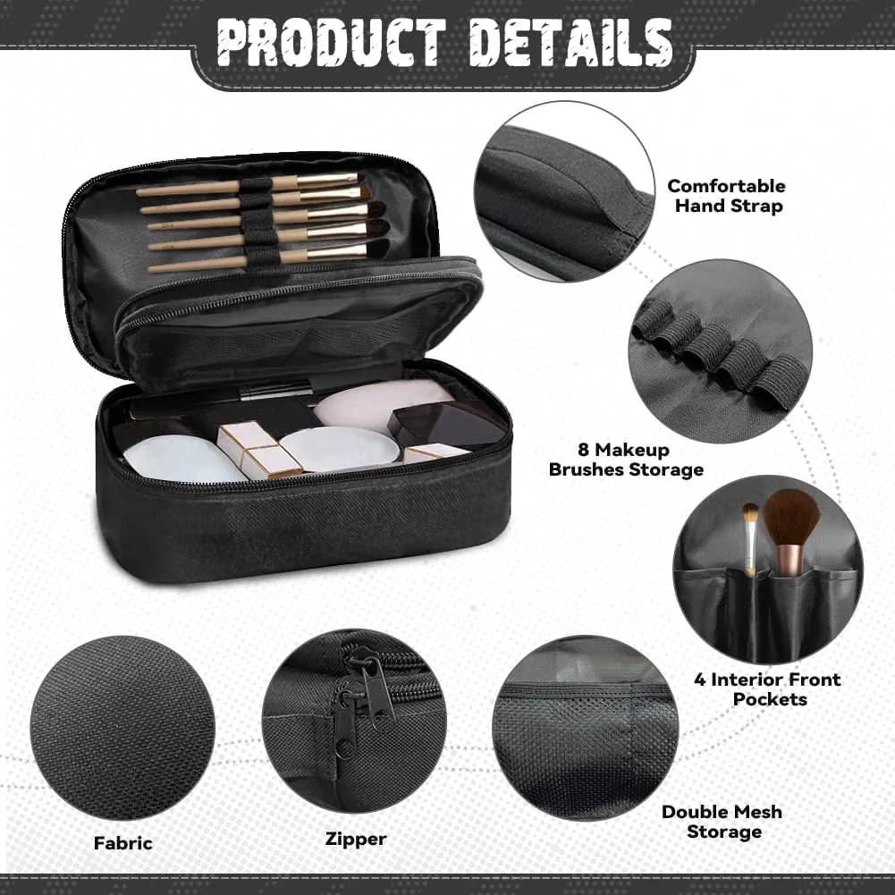Ethnic Style Plaid Multi-Use Cosmetic Bag  Compact Travel Square Makeup Organizer with Water-Resistant Exterior Trendy Stuff for School, Gym, Parties | Personalized Makeup Bag for Women