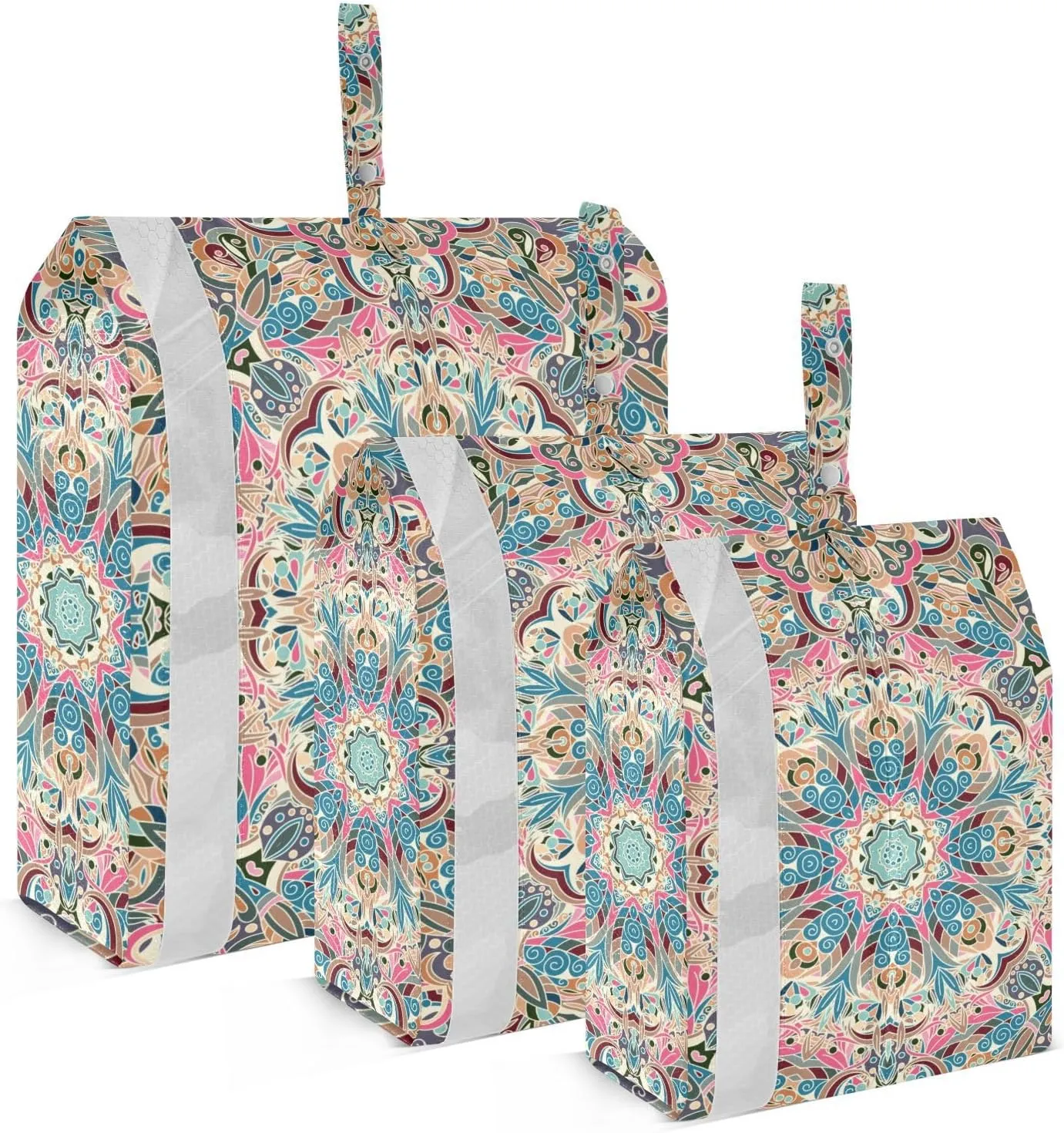 Exquisite Mandala Packing Cubes Set of 3, Lightweight Travel Luggage Organizers Foldable Bags for Easy Packing and Organization