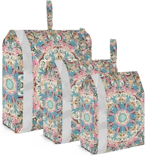 Exquisite Mandala Packing Cubes Set of 3, Lightweight Travel Luggage Organizers Foldable Bags for Easy Packing and Organization