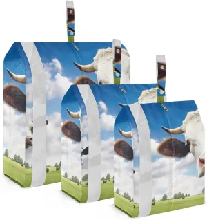 Farm Cows Packing Cubes Set of 3, Lightweight Travel Luggage Organizers Foldable Bags for Easy Packing and Organization