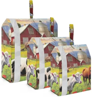 Farmhouse Animals Packing Cubes Set of 3, Lightweight Travel Luggage Organizers Foldable Bags for Easy Packing and Organization