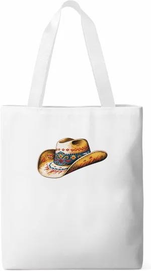 Farmhouse Cowboy Hat Boho Canvas Tote Bag, Aesthetic Canvas Tote Handbags for Women Shoulder Bag