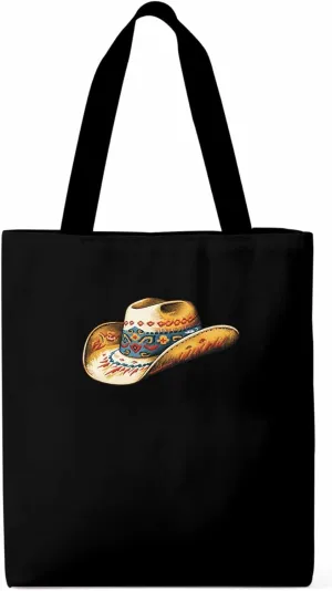 Farmhouse Cowboy Hat Boho Canvas Tote Bag, Aesthetic Canvas Tote Handbags for Women Shoulder Bag