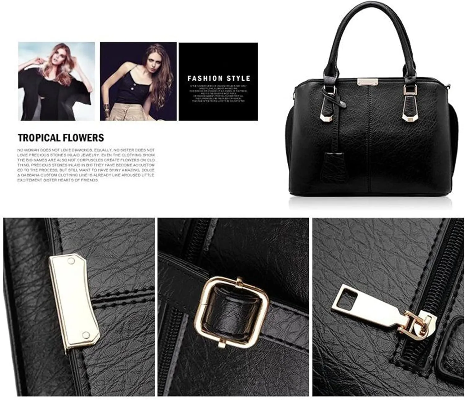 Fashion Tote Handbag Women Shoulder Bag Top Handle Bags PU Leather Classic Crossbody Bag