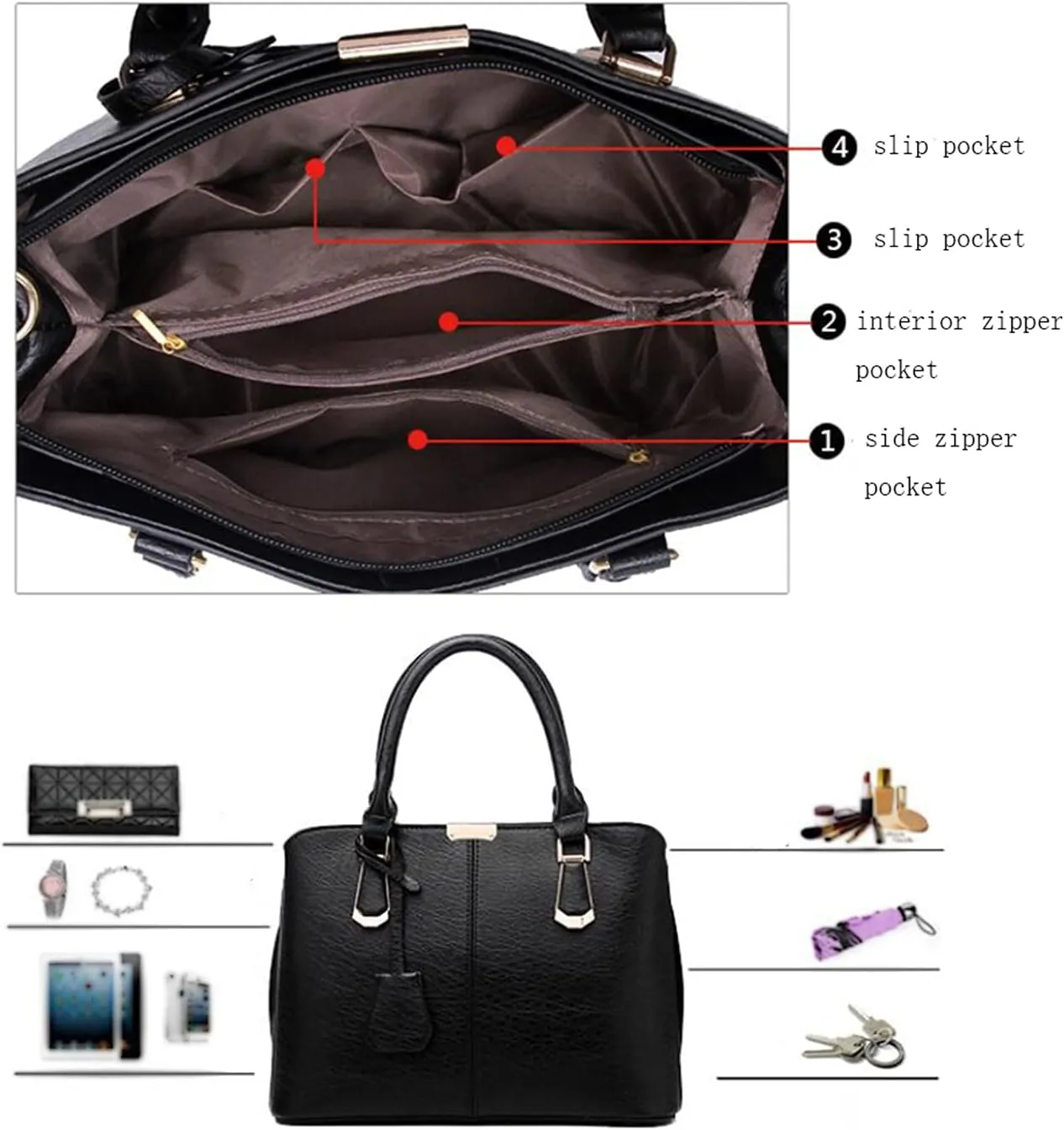 Fashion Tote Handbag Women Shoulder Bag Top Handle Bags PU Leather Classic Crossbody Bag