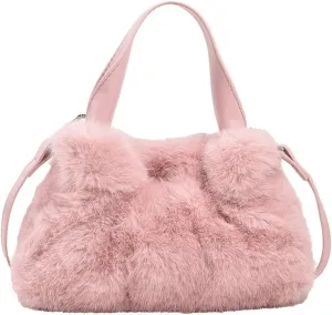 Faux Fur Bucket Bags for Women Fuzzy Crossbody Purses for Women Slouchy Shoulder Bag Retro Hobo Bag Handbag Purse Trendy