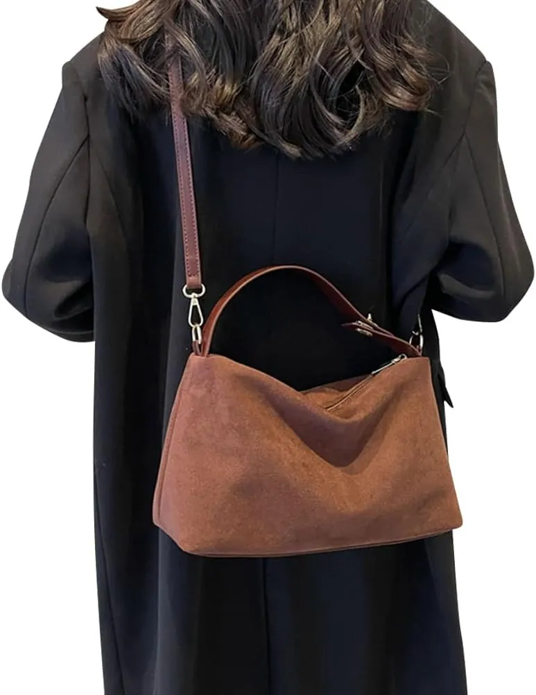 Faux Suede Tote & Crossbody Bags for Women - Trendy Slouchy Handbags for Fall & Winter