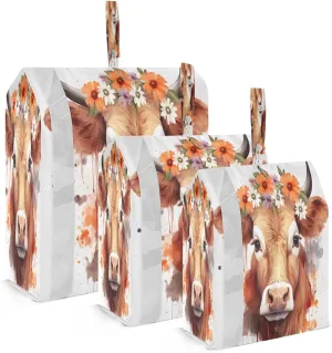 Flower Cow Watercolor Compression Packing Cubes Luggage Organizer Bags for Travel Suitcase Organizer for Women Men Travel Luggage