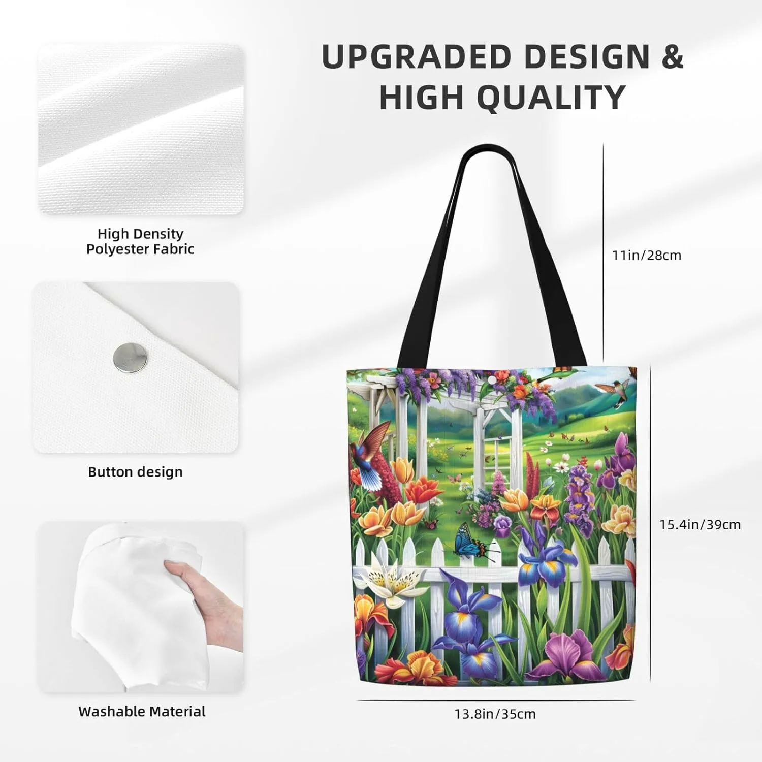 Flower Preety Garden Canvas Shoulder Bag Reusable Tote Bag Soft Lightweight Cloth Bags For Women Girls Lady Casual