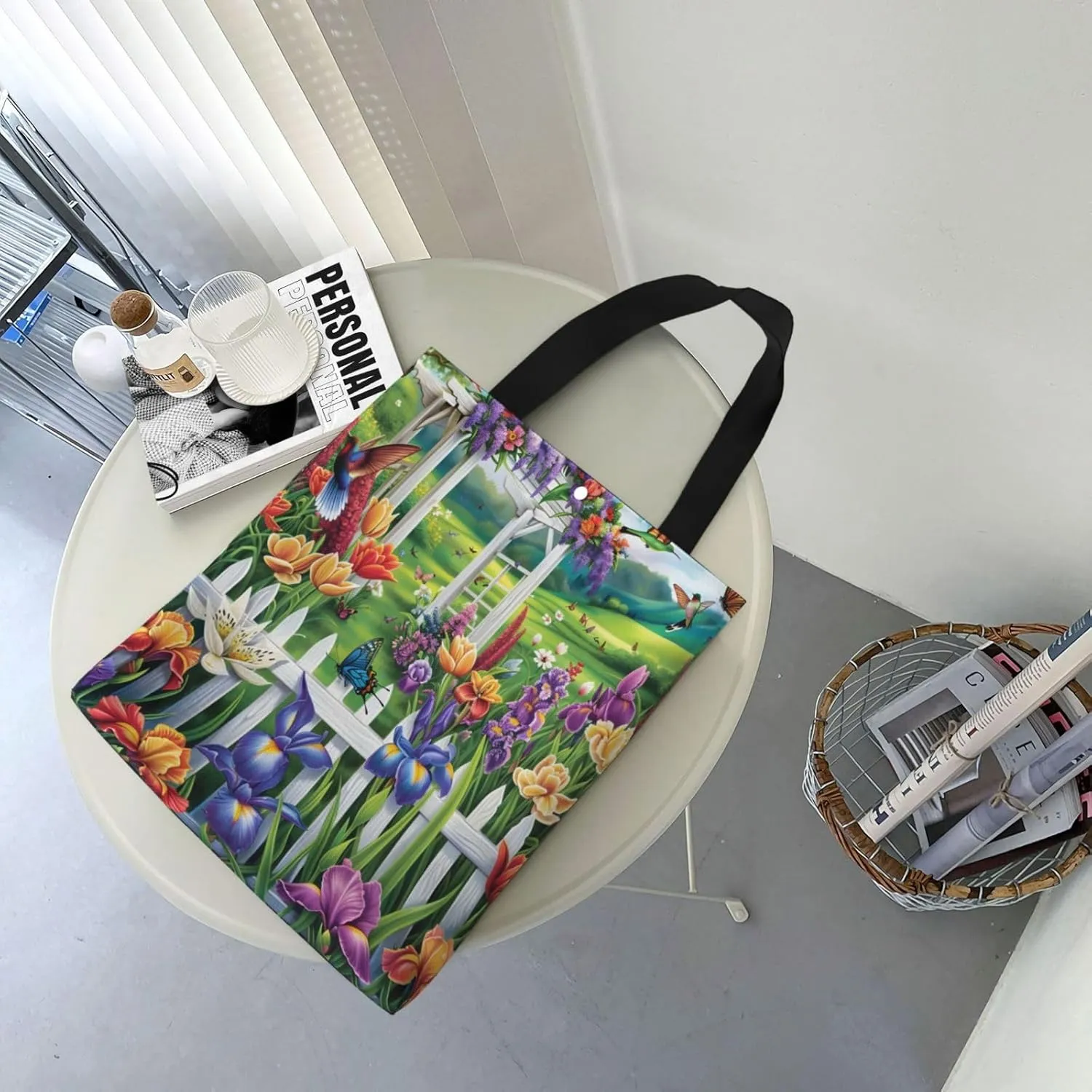Flower Preety Garden Canvas Shoulder Bag Reusable Tote Bag Soft Lightweight Cloth Bags For Women Girls Lady Casual