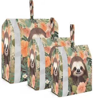 Flowers Leaves Sloth Compression Packing Cubes Suitcase Organizer Bags Set for Travel Cubes for Carry on Suitcases