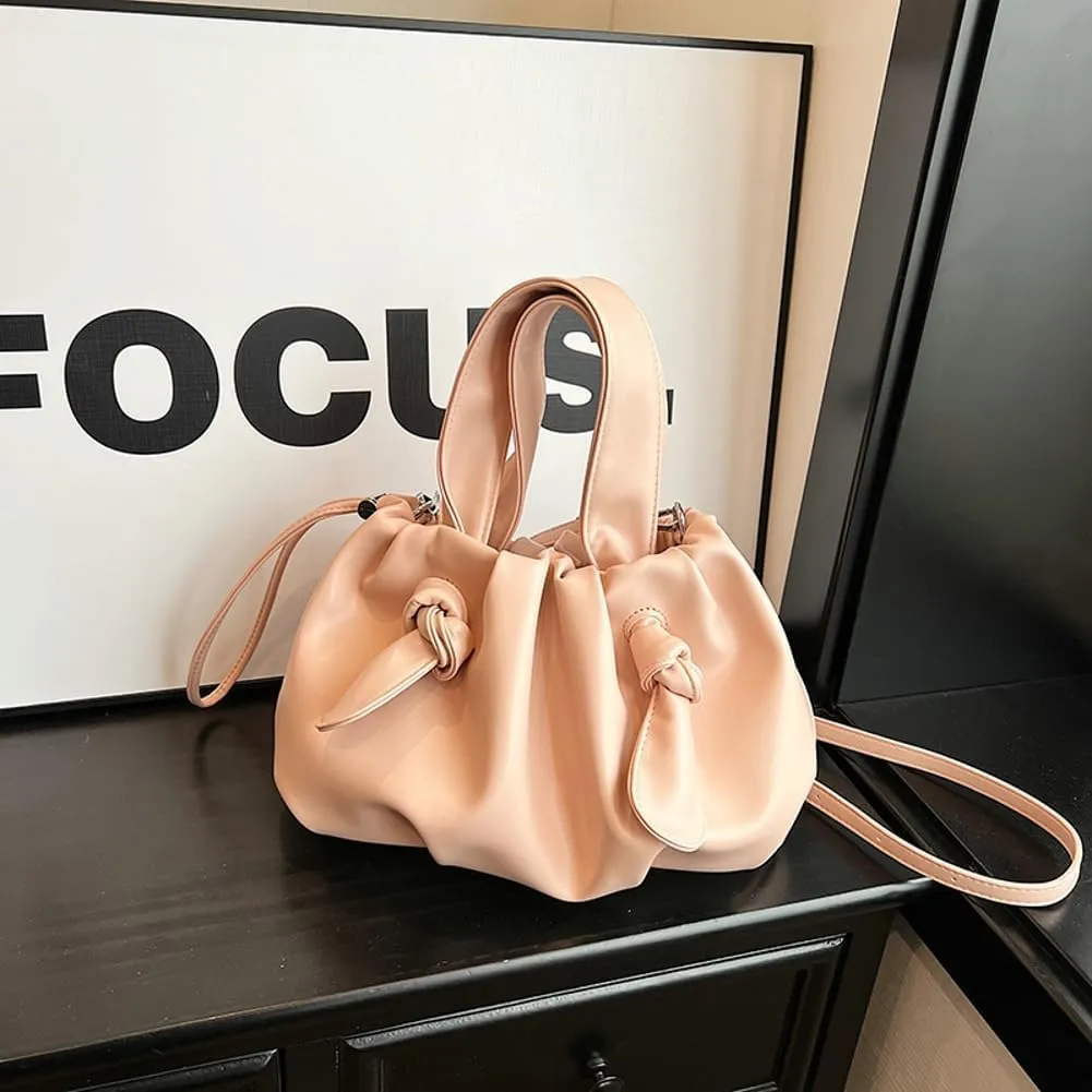 Foldable Cloud Bag for Women Soft PU Leather Underarm Shoulder Trendy Crossbody Hobo Cute and Fashion Handbag