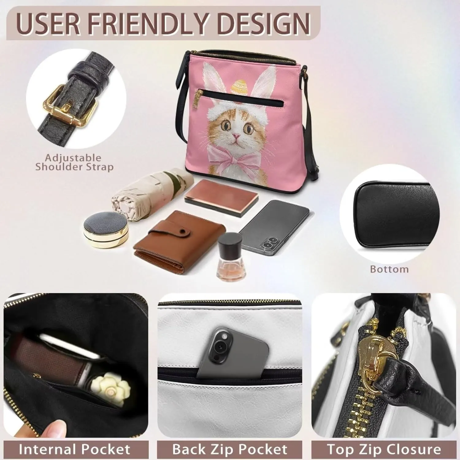 FOR U DESIGNS Crossbody Bags for Women Trendy Travel Leather Shoulder Satchel Bags with Zipper Pockets for Work
