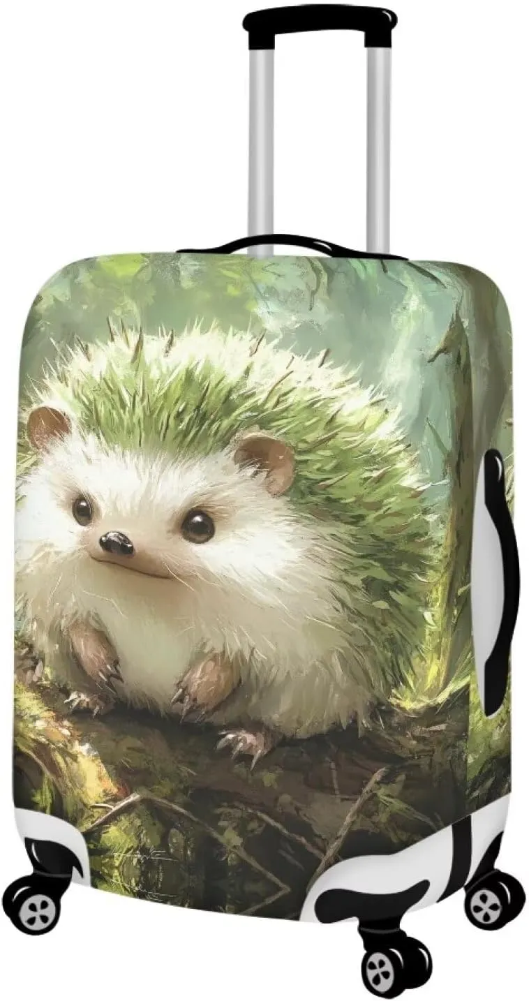 FOR U DESIGNS Hedgehog Green Suitcase Cover Luggage Protector Elastic Scratch-Resistant Sleeve Universal Fit 25-28 Inch Carry on Bags Travel Family Vacation