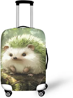 FOR U DESIGNS Hedgehog Green Suitcase Cover Luggage Protector Elastic Scratch-Resistant Sleeve Universal Fit 25-28 Inch Carry on Bags Travel Family Vacation