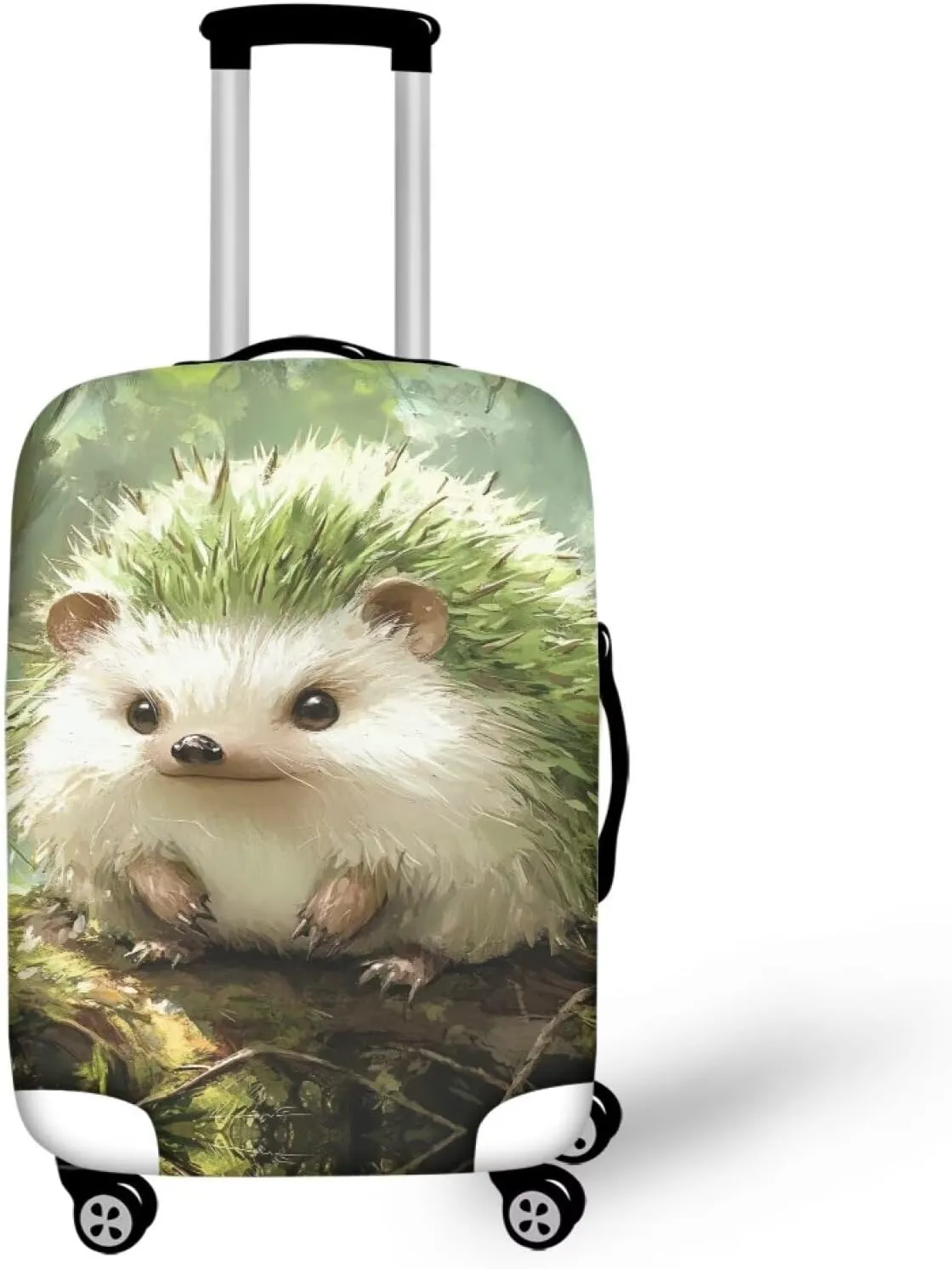 FOR U DESIGNS Hedgehog Green Suitcase Cover Luggage Protector Elastic Scratch-Resistant Sleeve Universal Fit 25-28 Inch Carry on Bags Travel Family Vacation