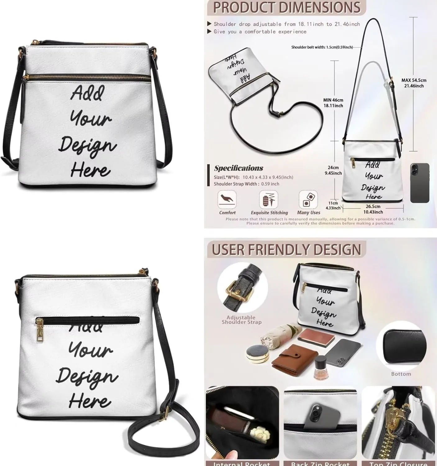FOR U DESIGNS Leather Crossbody Bags for Women Trendy Shoulder Bags Cross Body Purse and Matching Wallet Set