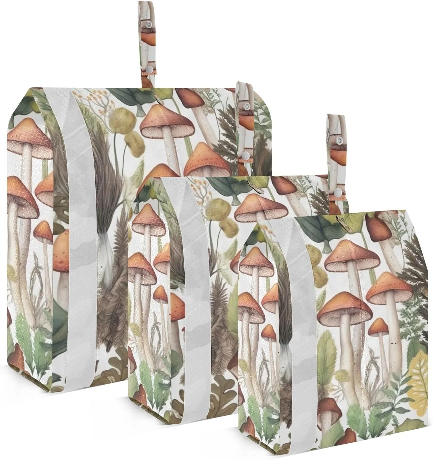 Forest Mushroom Packing Cubes Set of 3, Lightweight Travel Luggage Organizers Foldable Bags for Easy Packing and Organization