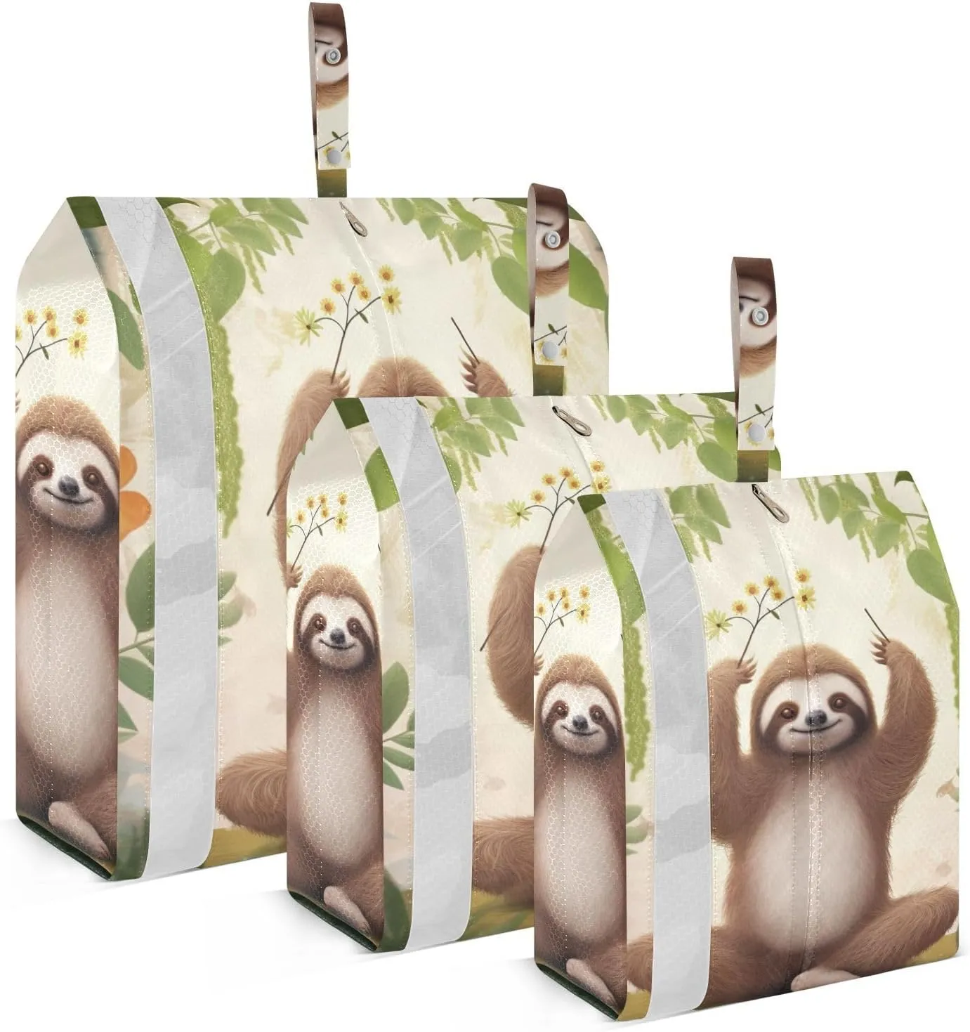 Forest Sloth Packing Cubes Set of 3, Lightweight Travel Luggage Organizers Foldable Bags for Easy Packing and Organization