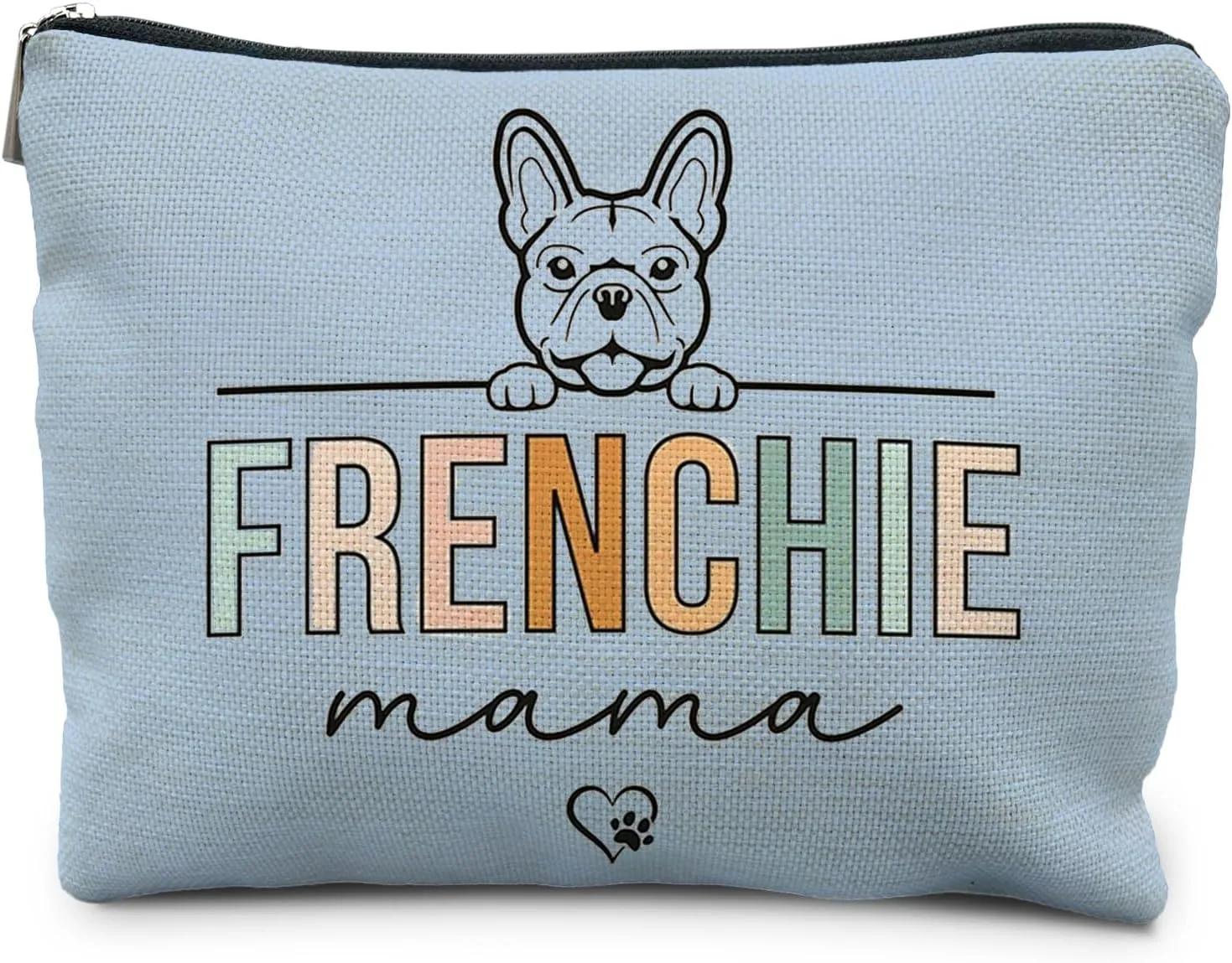 French Bulldog Gifts: Frenchie Mom & Lover Gifts - Makeup Bag (Blue)