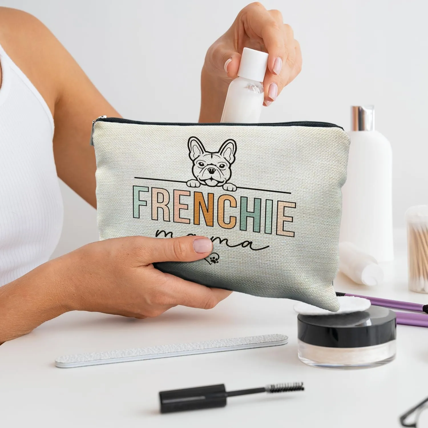 French Bulldog Gifts: Frenchie Mom & Lover Gifts - Makeup Bag Cosmetic Pouch