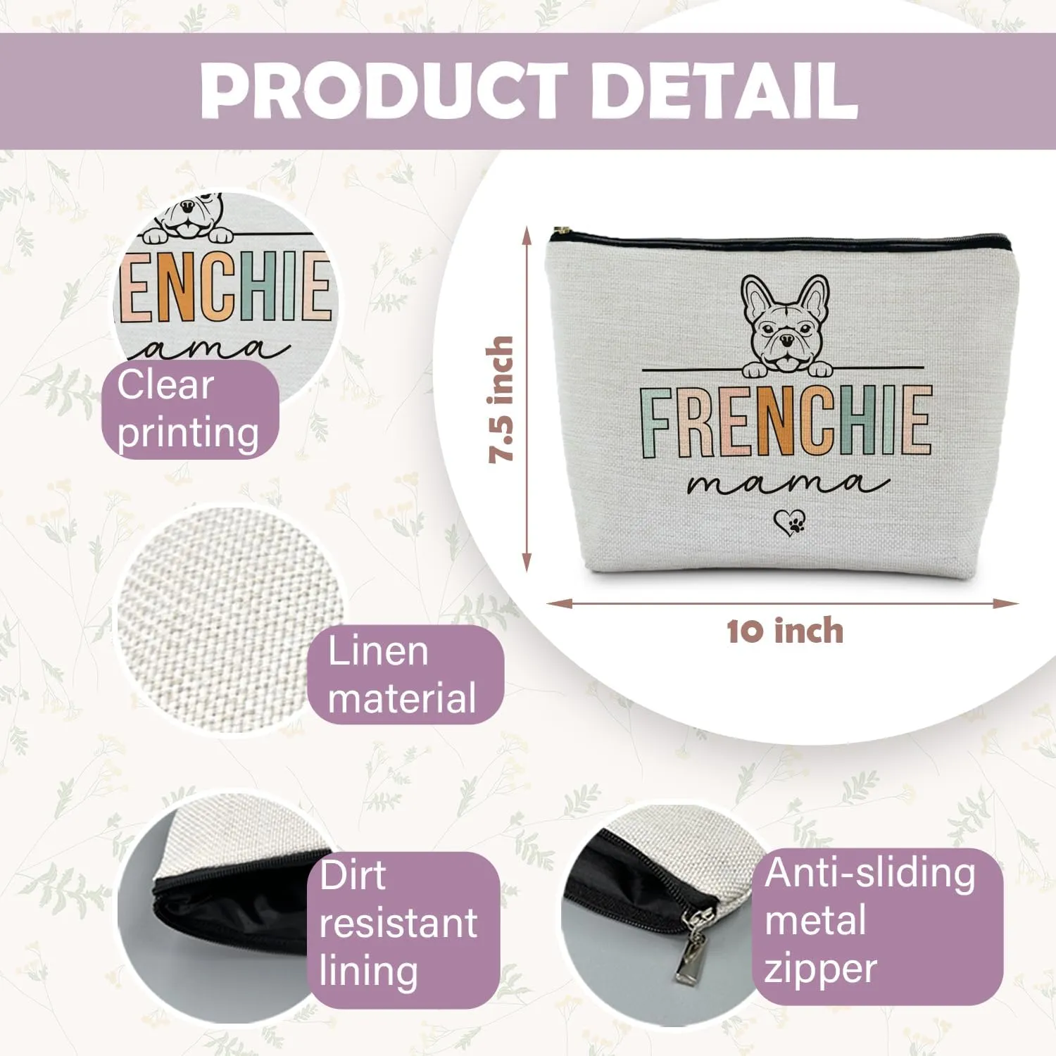 French Bulldog Gifts: Frenchie Mom & Lover Gifts - Makeup Bag Cosmetic Pouch