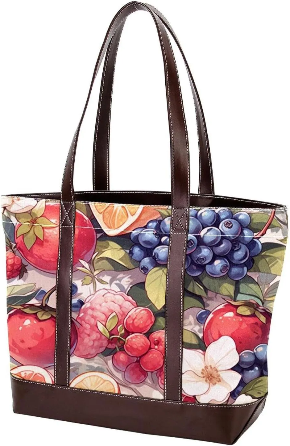 Fruit Party-1012 Tote Bags Durable Leather Canvas Purses and Handbags for Women Top Handle Shoulder Satchel Hobo Bags