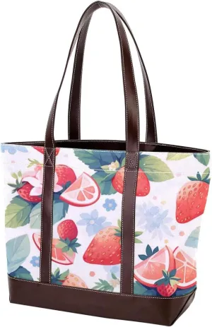 Fruit Party-988 Tote Bags Durable Leather Canvas Purses and Handbags for Women Top Handle Shoulder Satchel Hobo Bags