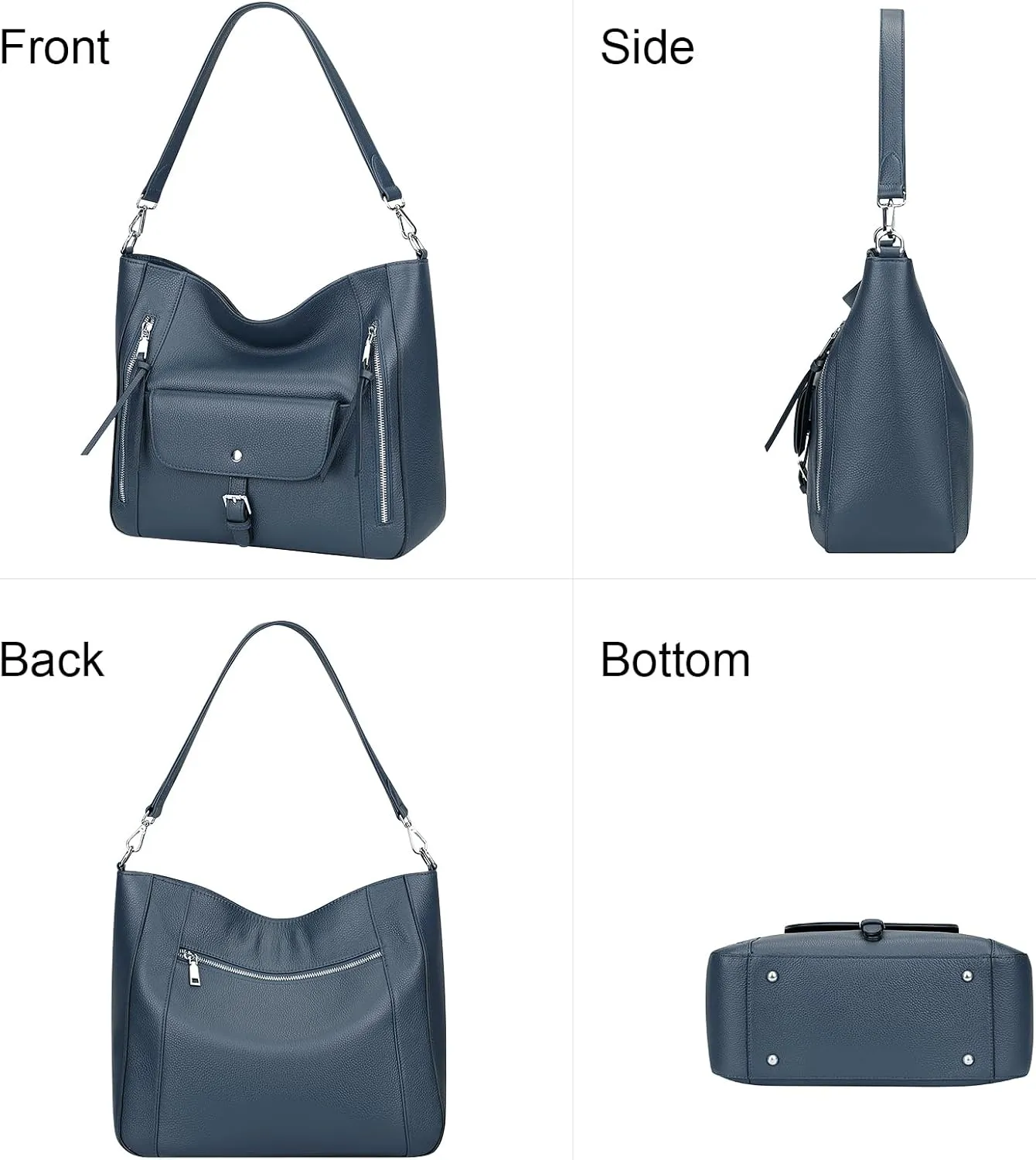 Genuine Leather Hobo Bags for Women Soft Large Shoulder Handbags Ladies Classic Work Purses and Handbags(O211E Black)
